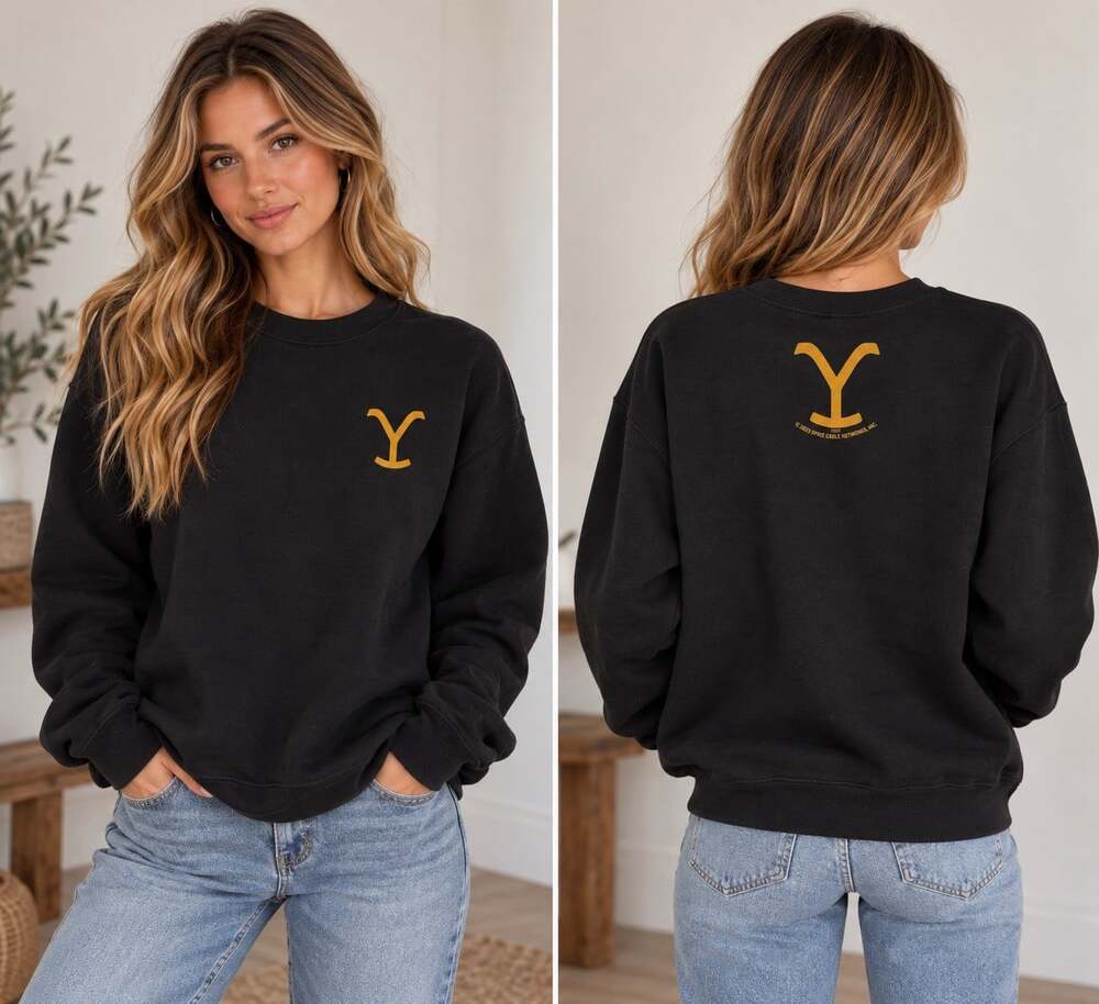 Yellowstone Dutton Ranch Black Crewneck Sweatshirt Size Medium